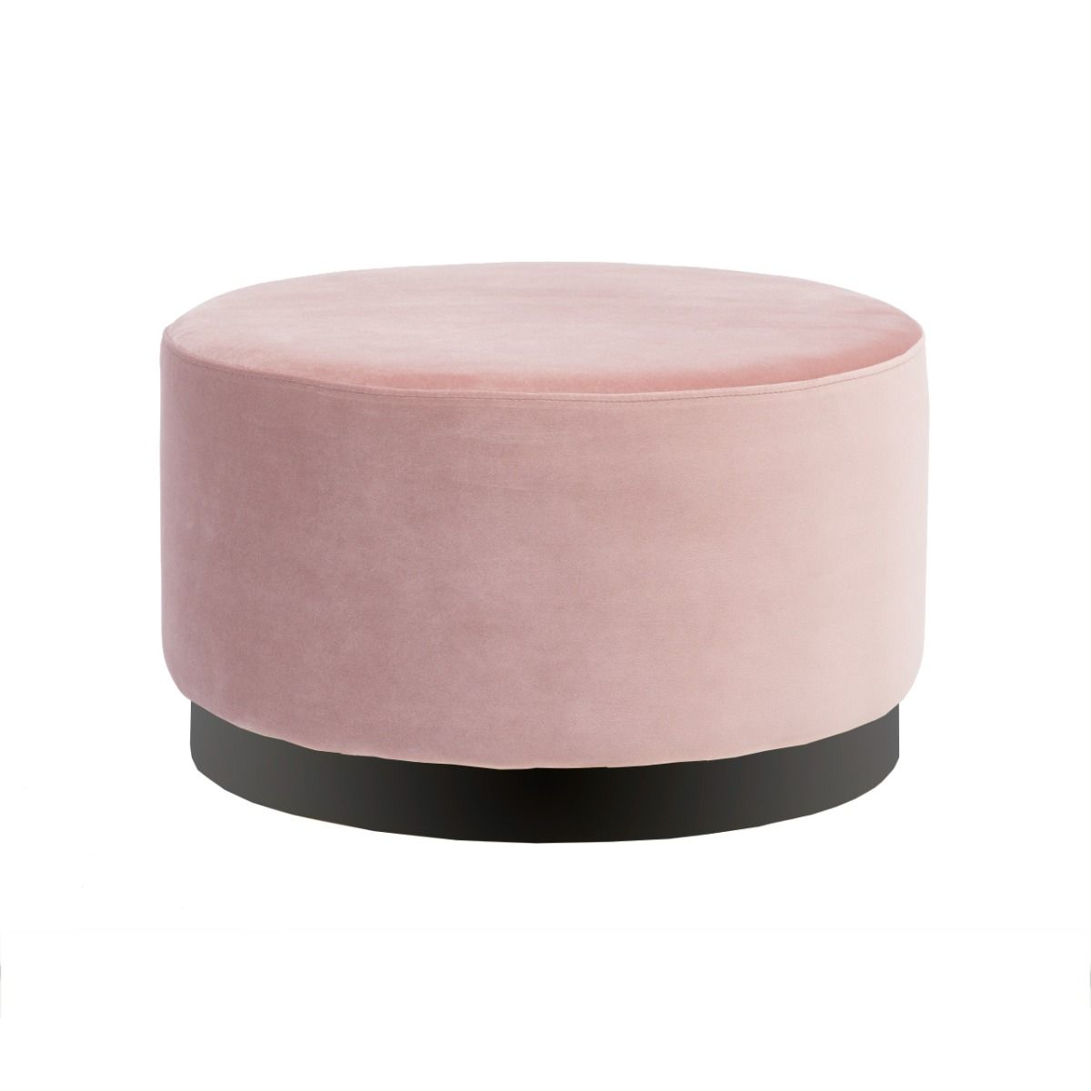 Pouf Velvet Base metálica lacada, asiento de espuma de alta densidad tapizado color rosa viejo